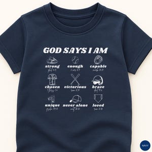 Christian Baseball Shirt, Bible Verse Baseball T-Shirt, Boys Play Ball Shirt, Christian Toddler Shirt, Youth Baseball Player Gift, Tee Ball zdjęcie 7