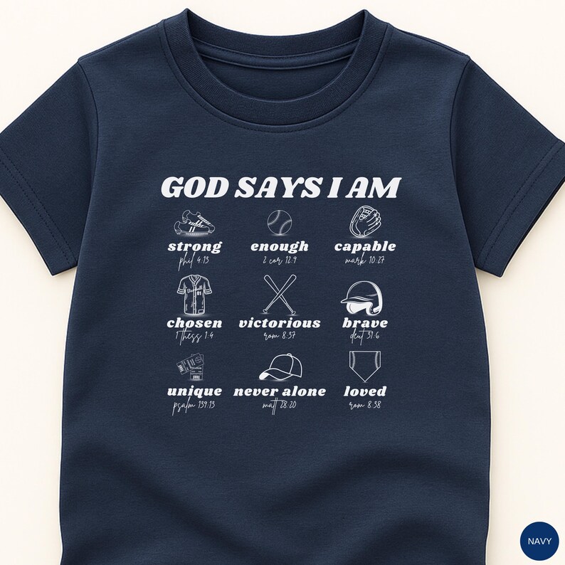 Christian Baseball Shirt, Bible Verse Baseball T-Shirt, Boys Play Ball Shirt, Christian Toddler Shirt, Youth Baseball Player Gift, Tee Ball zdjęcie 7