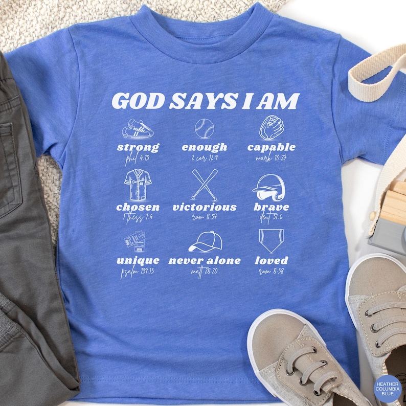 Christian Baseball Shirt, Bible Verse Baseball T-Shirt, Boys Play Ball Shirt, Christian Toddler Shirt, Youth Baseball Player Gift, Tee Ball zdjęcie 1