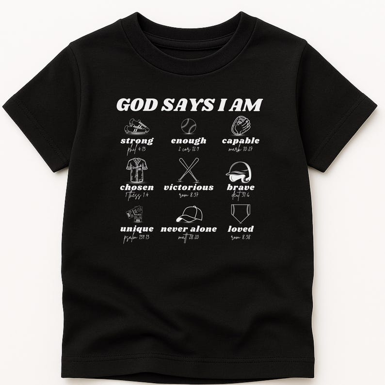 Christian Baseball Shirt, Bible Verse Baseball T-Shirt, Boys Play Ball Shirt, Christian Toddler Shirt, Youth Baseball Player Gift, Tee Ball zdjęcie 2
