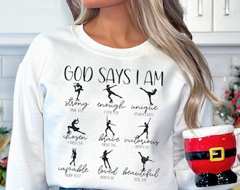 Christian Womens Ice Skater Sweatshirt, God Says Bible Verse Sweatshirt, Gift for Ice Skater, Crewneck Sweatshirt, Ice Skating