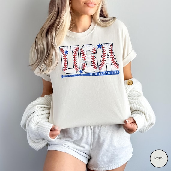 USA Baseball Tshirt - God Bless the USA, Patriotic Apparel, Gift for Sports Lovers, Unisex Comfortable Tshirt, 4th of July Celebration