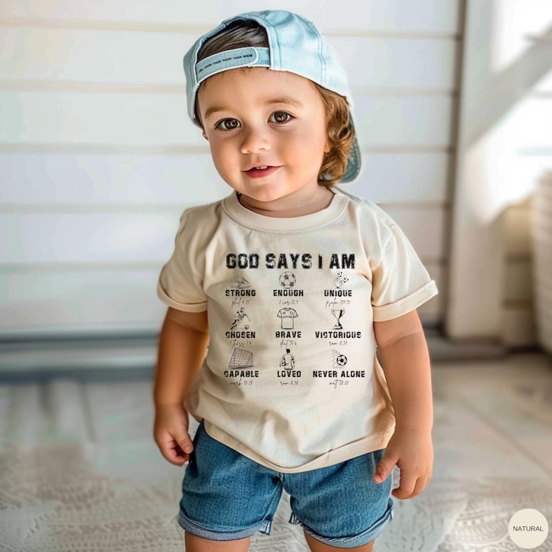 Christian Soccer Youth Tee, Bible Verse Boy's T-Shirt, Sports Shirt, Soccer Player Gift, Religious Soccer Top, Youth Soccer Shirt image 1