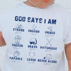God Says I Am Baseball T-Shirt, Christian Youth Sports Tee