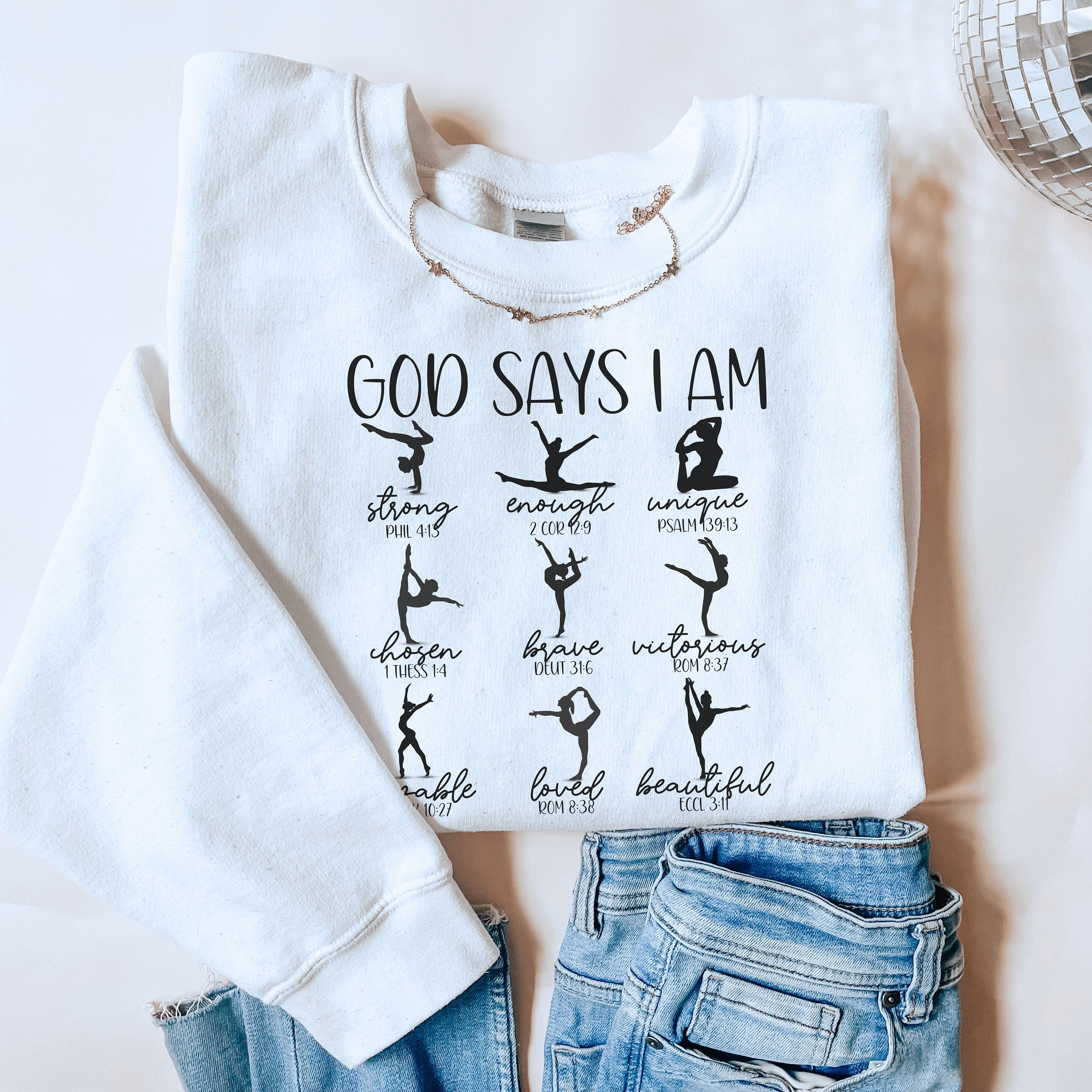 Christian Gymnastics Sweatshirt and Tshirt, God Says I Am Hoodie, Gymnastics Gift, Gift for Gymnast, Gymnast Gift, Cute Gymnastics Shirt
