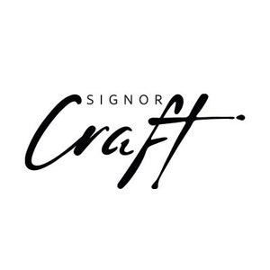 May include: Black and white logo with the text "Signor Craft" in a handwritten font.