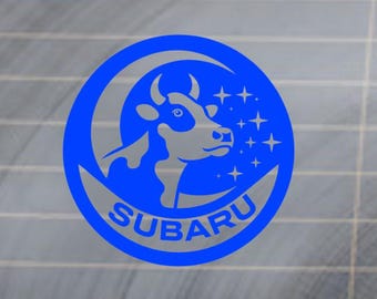 Subaru Cow Car Decal - bumper sticker - Subamoo decals - moo moo Subaru