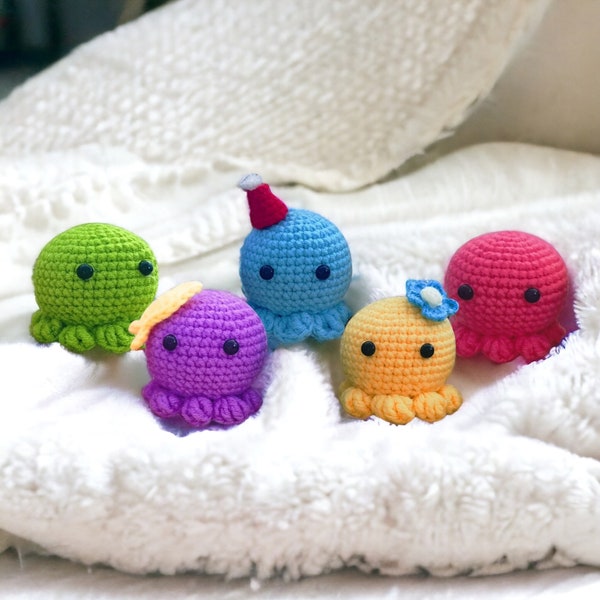 DIY Octopus Family Crochet Kit for Beginners, Step-by-Step Video Tutorial, Knitted Animal Octopus Amigurumi, Home Decor, Gift for Adults/Kid