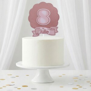 Pink Glitter Personalized name Cake Topper