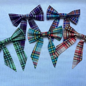 Check Cotton Hair Bows