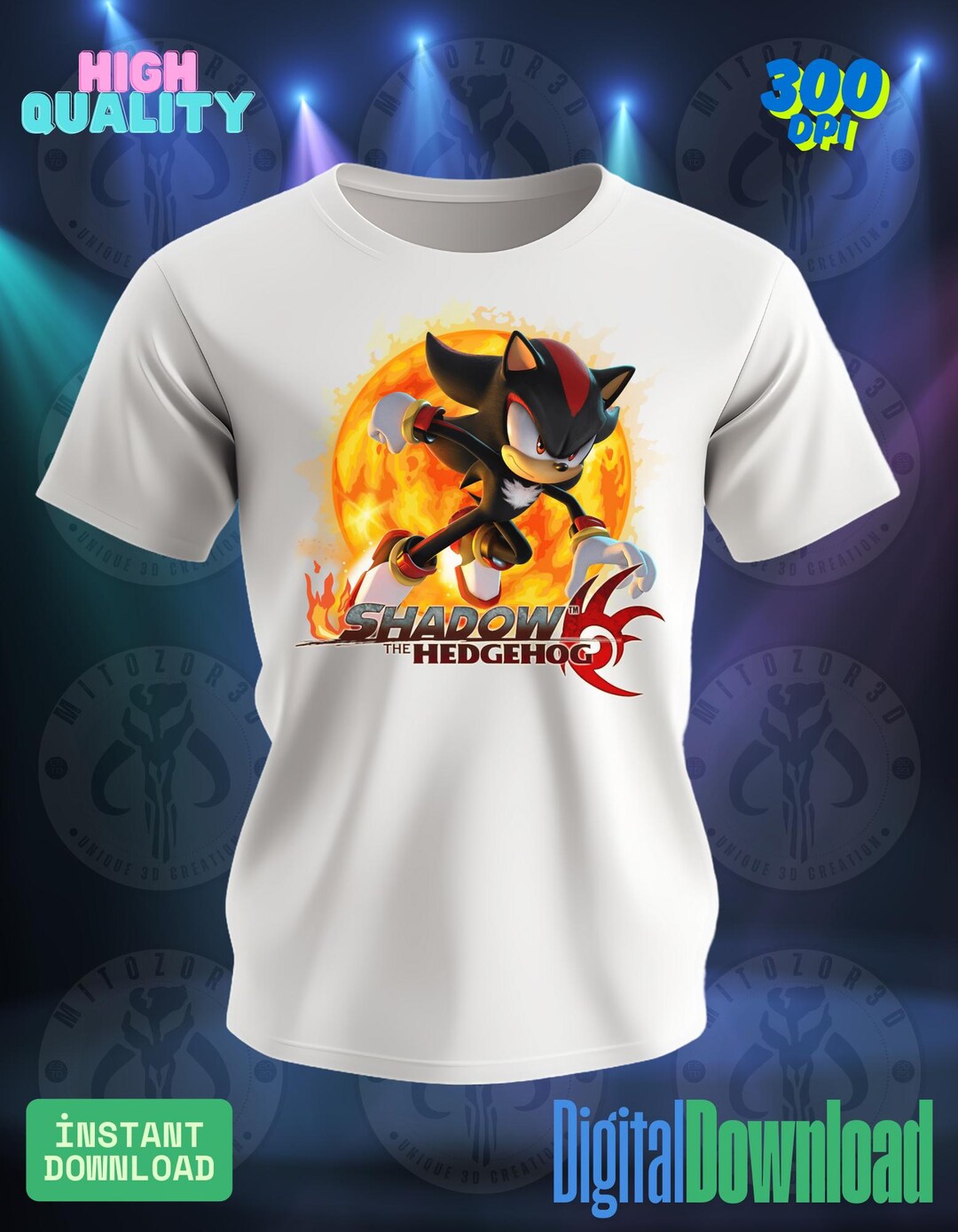 SHADOW the HEDGEHOG - Digital PNG T-shirt Design | High Quality ...