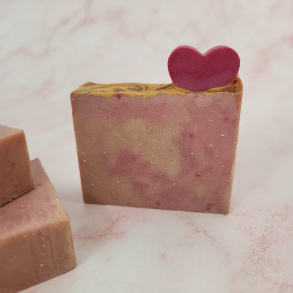 Rose, Berries and Cream Scented Heart Soap - Cold Pressed Soap - Handcrafted Soap - Vegan