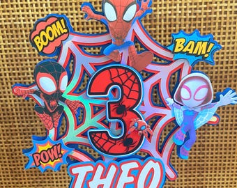 Spidey and Friends Cake Topper, Superhero Birthday Party Decor