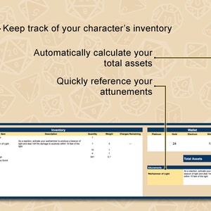 Automated D&D Character Sheet Spreadsheet - 2014 Edition - Streamlined ...
