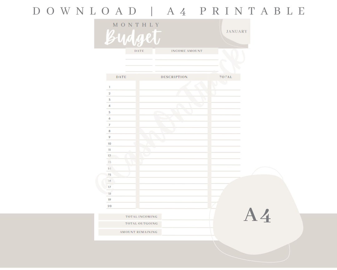 Budget Tracker | Template | Finance Tracker | A4 | 12 Months ...