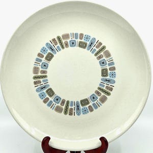 Assiettes plates Canonsburg Temporama Dura-Gloss des années 1960 | Vaisselle en céramique à motif atomique MCM, Set de 4