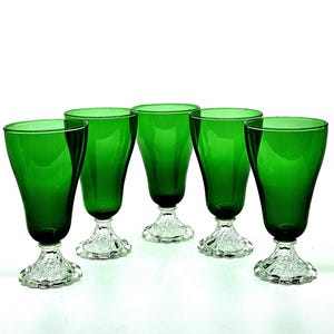 Vintage Nachkriegs Waldgrün Eisteebecher | Anchor Hocking Burple-Inspiration | 5er Set
