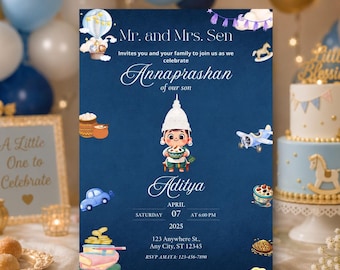 Editable Annaprashan Invitation Card: Rice Feeding Ceremony (Digital Download)