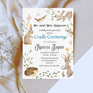 Editable Naamkaran | Naming and Cradle Ceremony Invitation | Baby BOY Naming and Cradle ceremony invite | Canva DIGITAL DOWNLOAD 5X7