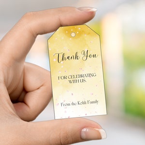 Indian Floral Thank You Tag: Editable Party Favor (2x3.5 inches)