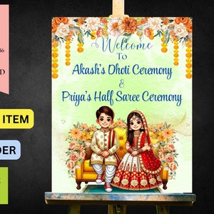 Dhoti Ceremony Half Saree Ceremony Welcome Sign, South Indian Ceremony Sign, Dhoti and Half Saree Ceremony Sign Digital Download only