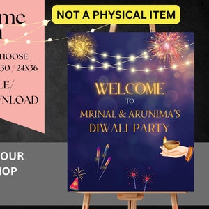 Diwali Party Welcome Dinner signs Deepavali Party signs Diwali Welcome signs Diwali Welcome Celebration signs Indian signs Digital only