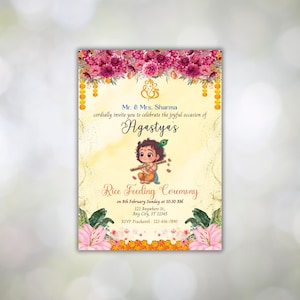 Biglietto d'invito modificabile Krishna Annaprashan / Cerimonia di alimentazione del riso Invito Pasni Mukhe Bhaat Onnoprashon Weaning Baby Boy DOWNLOAD DIGITALE