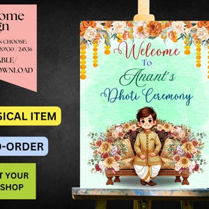 Dhoti Ceremony Welcome Sign, Hindu South Indian Dhoti Ceremony Signs, Tamil Dhoti Ceremony, Veshti Ceremony Sign Digital Download only