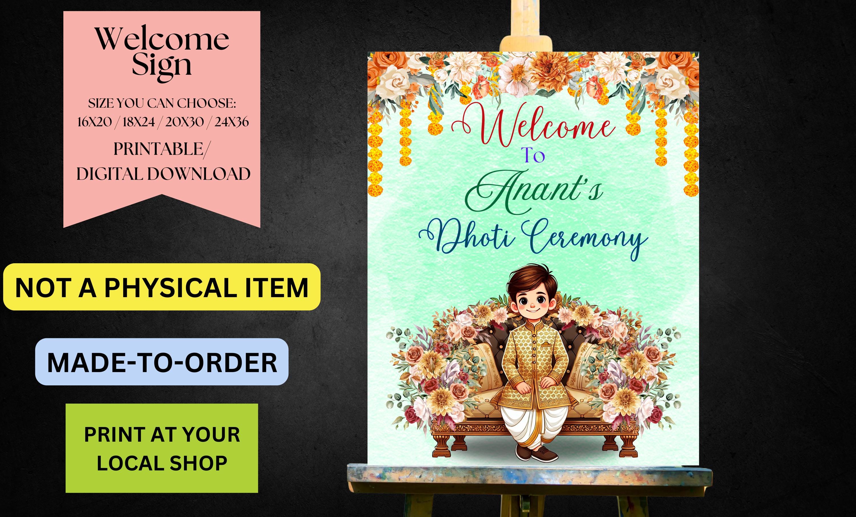 Dhoti-Zeremonie Willkommensschild, hinduistische südindische Dhoti-Zeremonie Zeichen, Tamil Dhoti-Zeremonie, Veshti-Zeremonie nur digitaler Download
