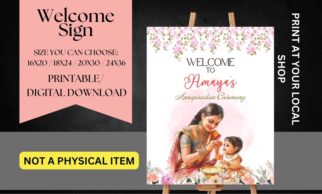 Yellow Rice Ritual Poster Annaprashan Welcome Sign: Rice Ceremony Banner (digital Download) - Etsy