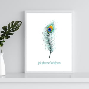 Shri Krishna Wandkunst PNG | Einweihungsparty Geschenk | Wohnzimmer Dekor Wandkunst | Shri Krishna Mantra Wand Druck Poster | Sofortiger digitaler Download