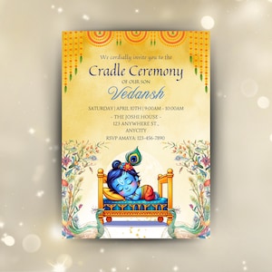 Bearbeitbare Naamkaran | Namens- und Wiegenzeremonie-Einladung | Baby BOY Blue Namens- und Wiegenzeremonie einladen | Canva DIGITALER DOWNLOAD 15X7