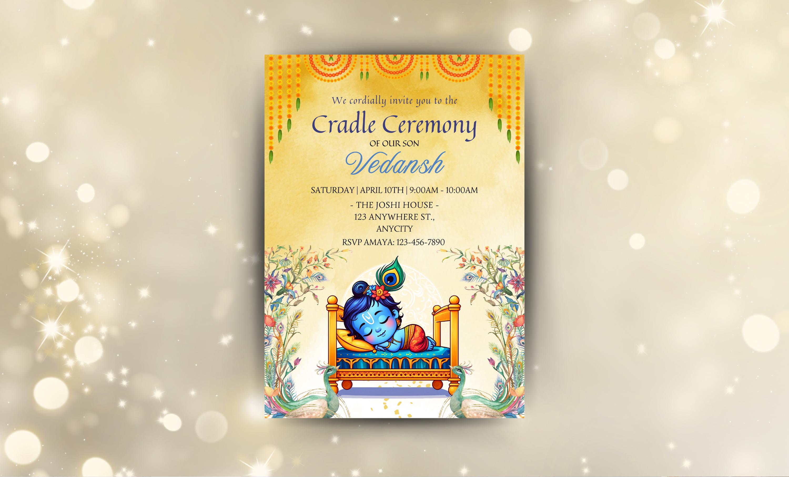 Bearbeitbare Naamkaran | Namens- und Wiegenzeremonie-Einladung | Baby BOY Blue Namens- und Wiegenzeremonie einladen | Canva DIGITALER DOWNLOAD 15X7