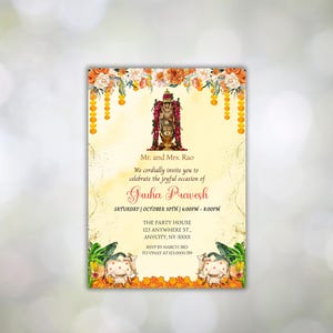 Faire-part indien Griha Pravesh : faire pendaison de crémaillère Balaji (modèle numérique toile)