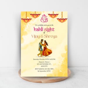 Invitation indienne dynamique Haldi de couples de Zazzle.be Liste d'envies Vous avez des idées ? Faire-part de cérémonie Pithi, Maiyan, Tel-Baan, Gaye Holud, Oubtan, Mandha | Faire-part numérique