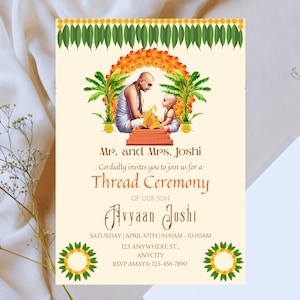 Upanayanam Invitation, Thread, Janeu Ceremony Invitation, Upanayana Invitation, Jandhyam, Poonul, Munja, Janivara Yonya, yajnopavita