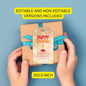 Happy Diwali Thank You Tag: Editable Party Favor (2x3.5 inch)