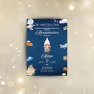 Bewerkbare Annaprashan-uitnodigingskaart | Ceremonie rijst voeren uitnodigen Pasni Mukhe Bhaat Onnoprashon speenbaby nodigt uit DIGITALE DOWNLOAD