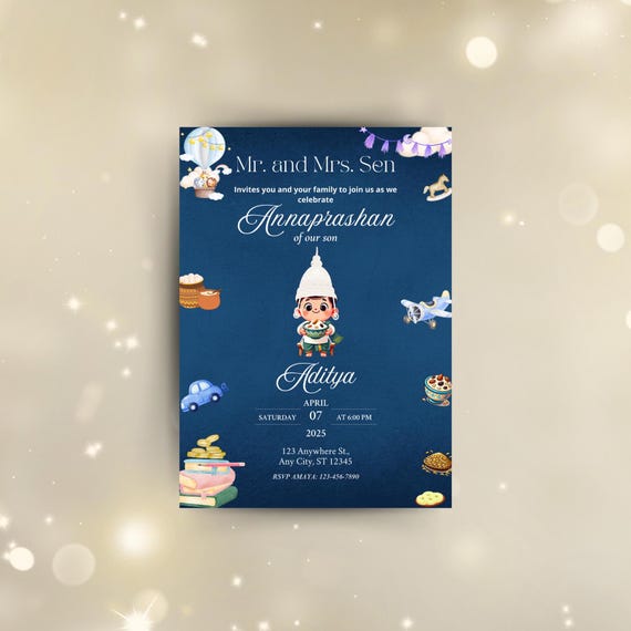 Editable Annaprashan Invitation Card: Rice Feeding Ceremony (Digital Download)