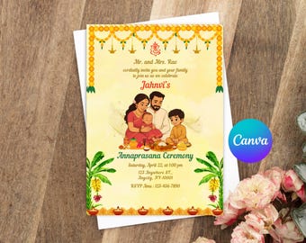 Editable Annaprashan Invitation: Baby Girl Rice Feeding Ceremony (Digital Download)