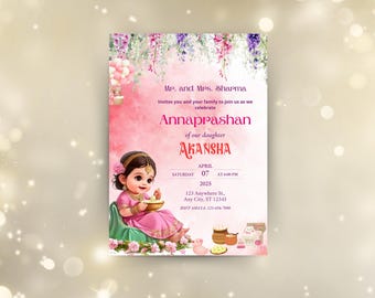 Bearbeitbare Annaprashan Einladung, Baby Girl Rice Fütterungszeremonie einladen, Pasni Mukhe Bhaat Onnoprashon Entwöhnungszeremonie DIGITAL DOWNLOAD