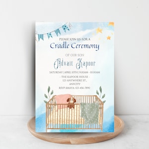 Editable Naamkaran | Naming and Cradle Ceremony Invitation | Baby BOY Naming and Cradle ceremony invite | Canva DIGITAL DOWNLOAD 5X7