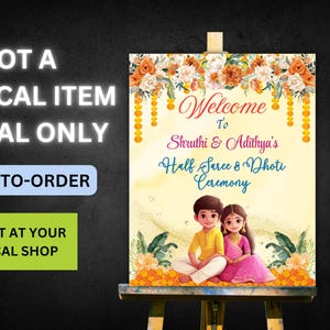 Dhoti Ceremony Half Saree Ceremony Welcome Sign, South Indian Ceremony Sign, Dhoti and Half Saree Ceremony Sign Digital Download only