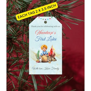 Lohri Thank you 6 tags, Baby Boy First Lohri tag, Instant Digital Download, Editable Canva Template, Lohri Party Return Gift Tags Label