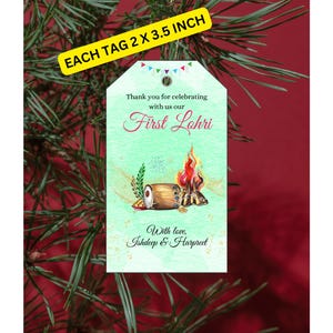 Lohri Thank you 6 tags, Couple First Lohri tag, Instant Digital Download, Editable Canva Template, Lohri Party Return Gift Tags Label