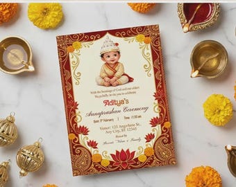 Editable Rice Feeding Ceremony (Digital Download) :  Annaprasan, Annaprashan Invitation Template
