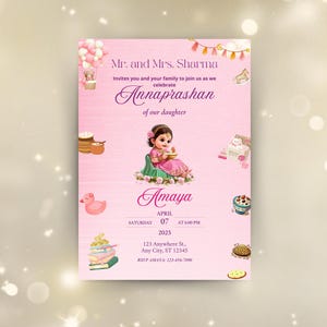 Bearbeitbare Annaprashan Einladung, Baby Girl Rice Fütterungszeremonie einladen, Pasni Mukhe Bhaat Onnoprashon Entwöhnungszeremonie DIGITAL DOWNLOAD
