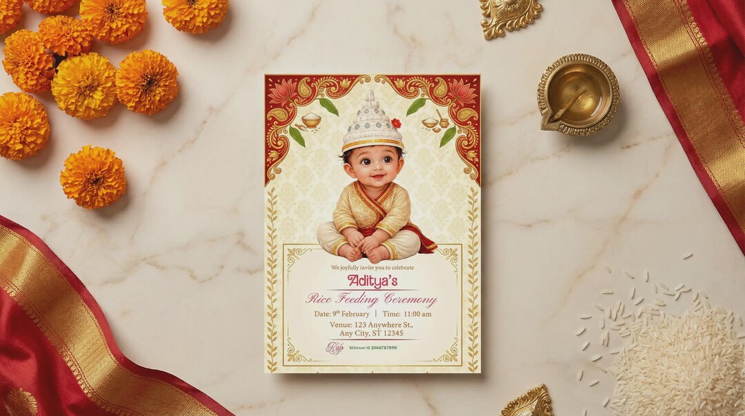 Editable Rice Feeding Ceremony (digital Download) : Annaprasan ...