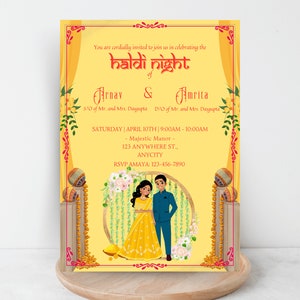 Vibrant Indian Haldi Invitation | Pithi, Maiyan, Tel baan, Gaye Holud, Ubtan, Mandha Ceremony Invitation | Digital Invitation