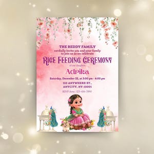 Invito modificabile di Annaprashan, Invito alla cerimonia di alimentazione del riso della bambina, Pasni Mukhe Bhaat Onnoprashon Cerimonia di svezzamento DOWNLOAD DIGITALE